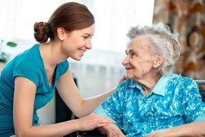 Female nursing home volunteer.